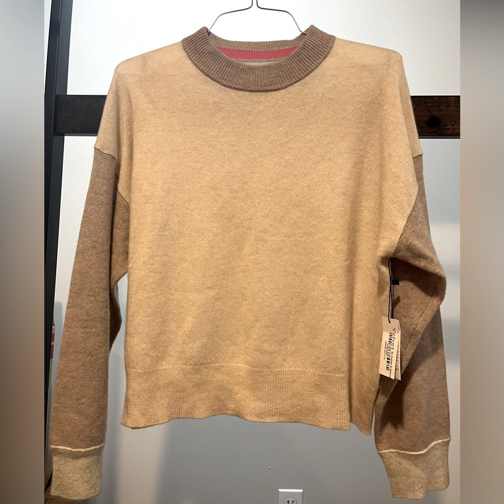 Velvet by Graham & Spencer Jess 100% Cashmere Sweater in Multi Colorblock M